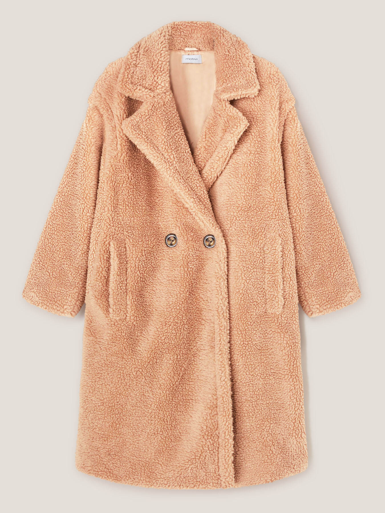 Abrigo de doble botonadura en pa&ntilde;o efecto teddy image number 3