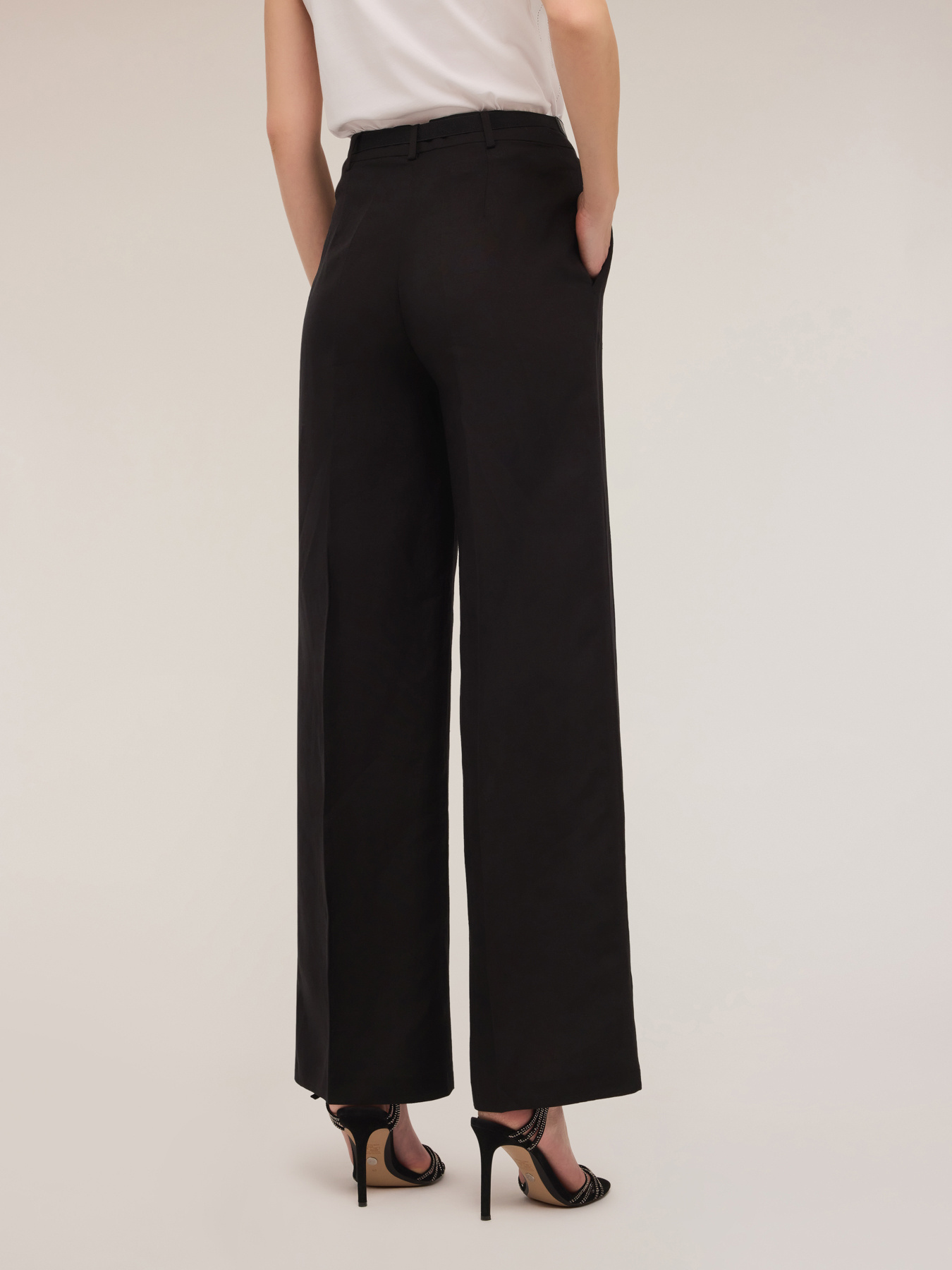 Hose mit weitem Bein aus Leinengemisch image number 1