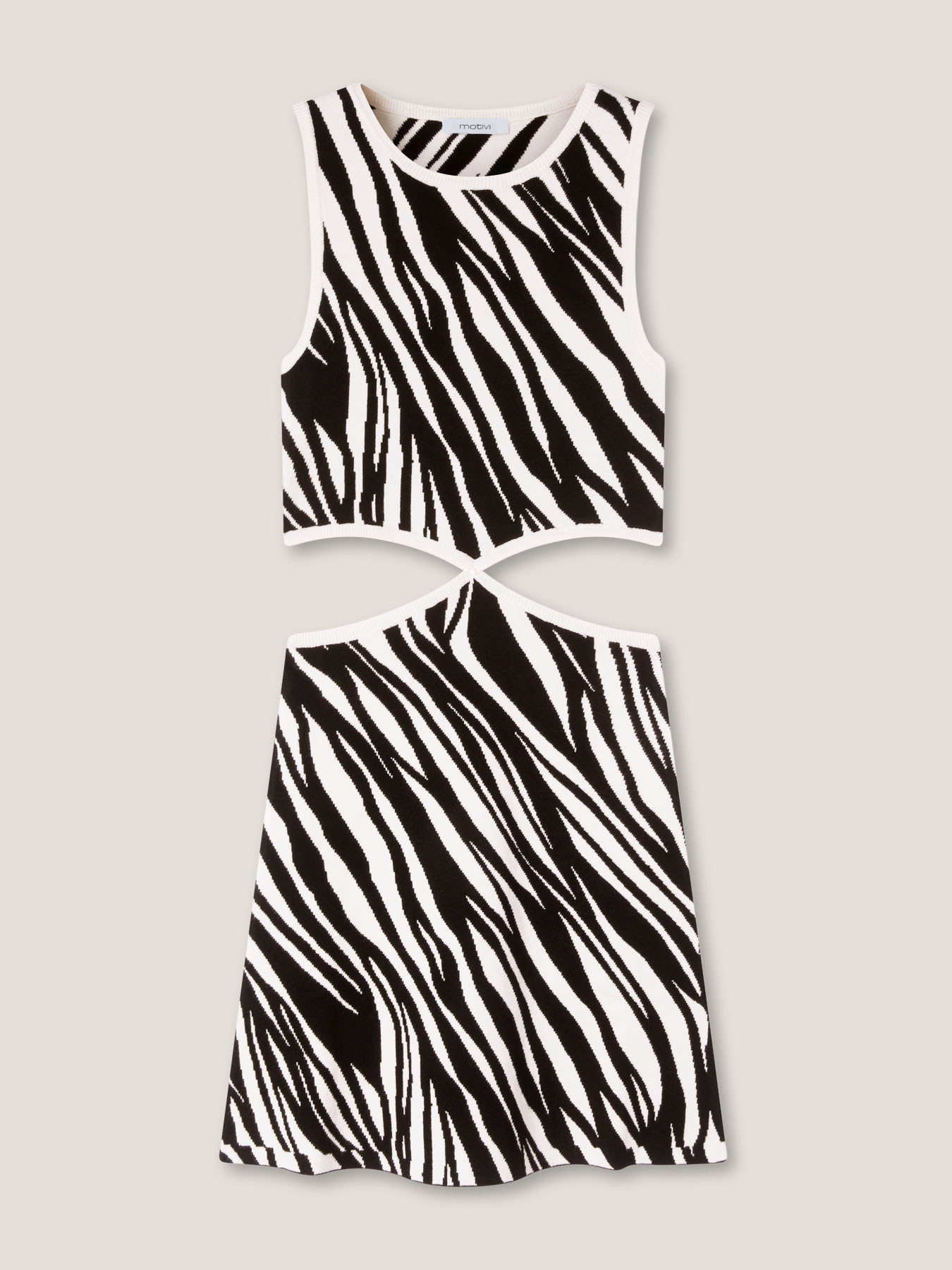 Robe courte en maille jacquard &agrave; imprim&eacute; z&eacute;br&eacute; image number 4