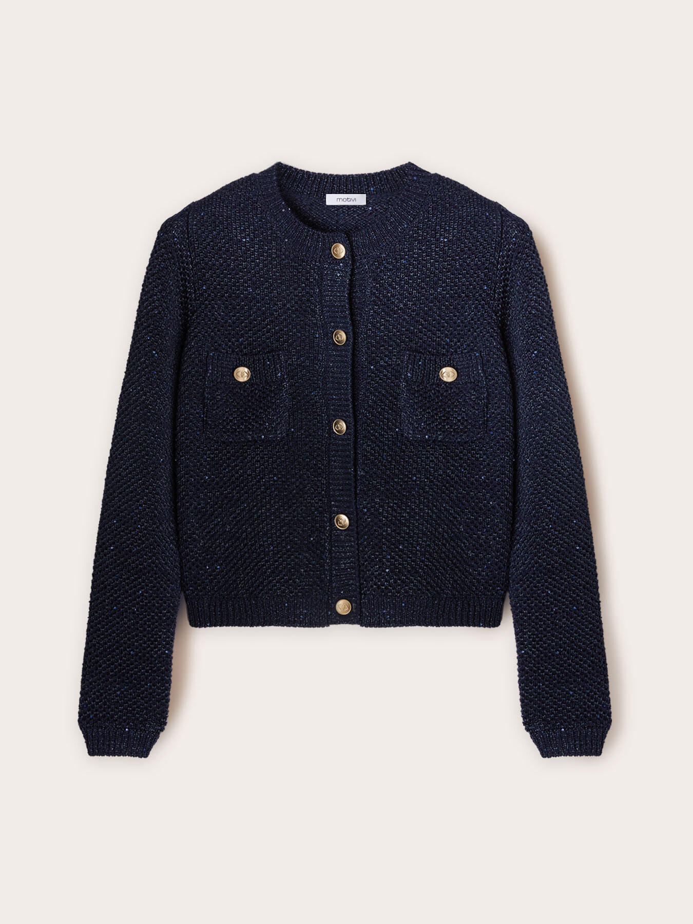 Knit cardigan with sequin thread image number 4