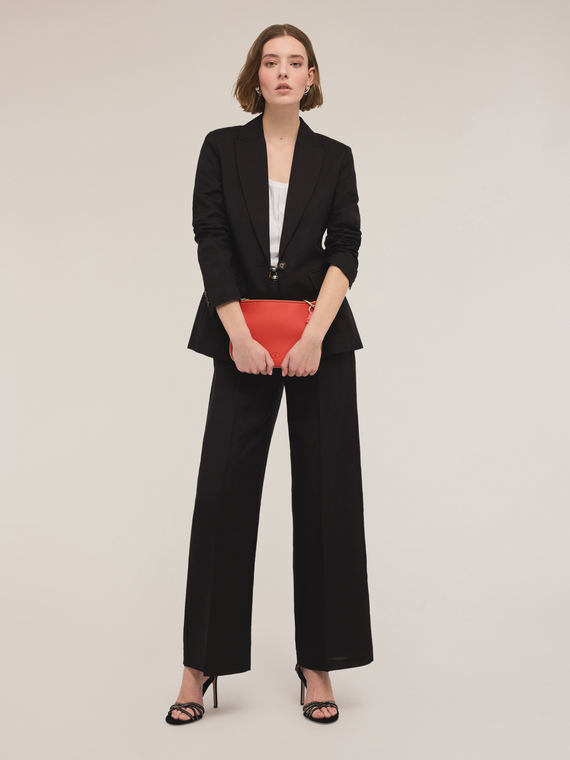 Hose mit weitem Bein aus Leinengemisch