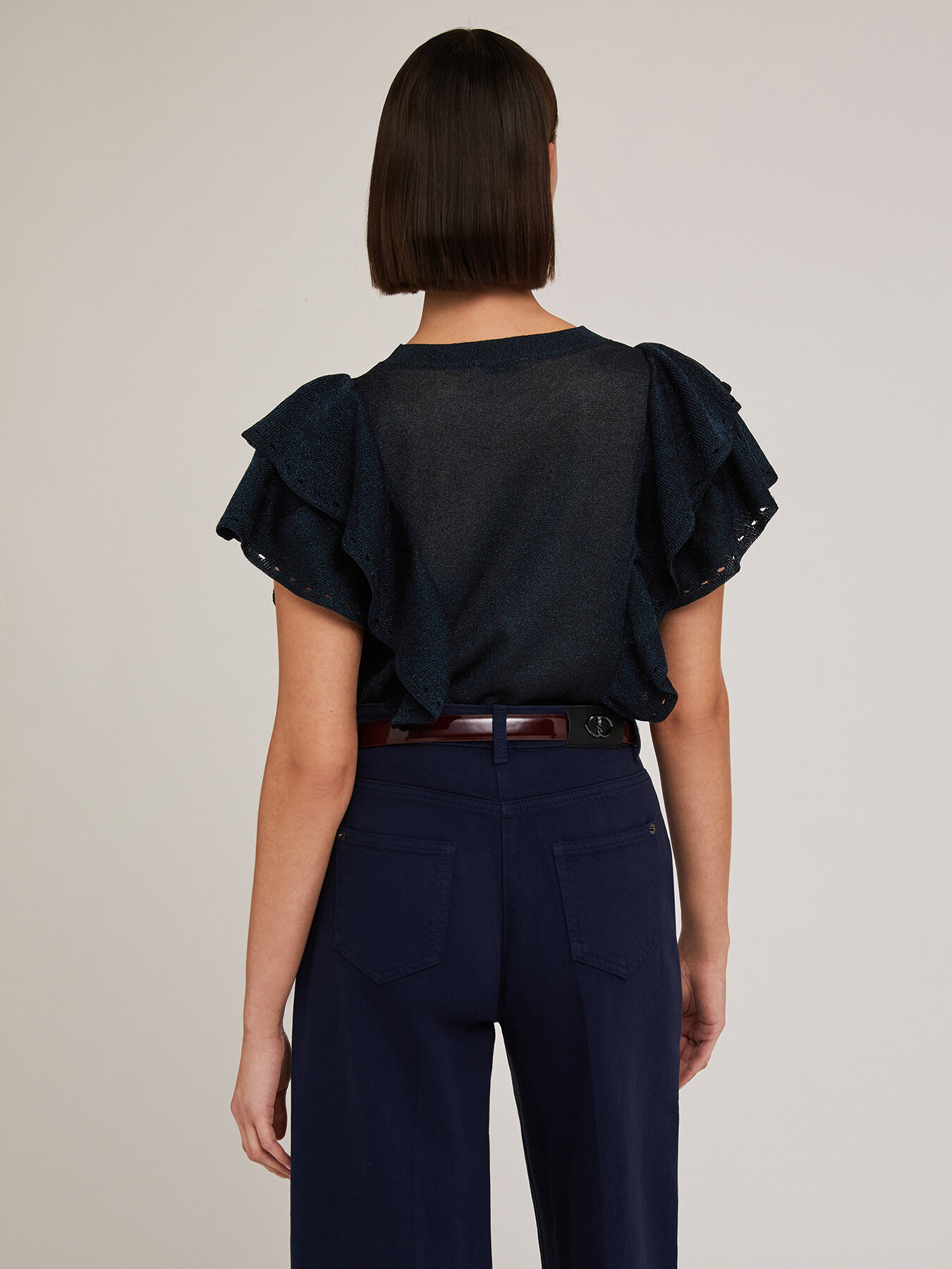 Lurex sweater with flounces image number 1