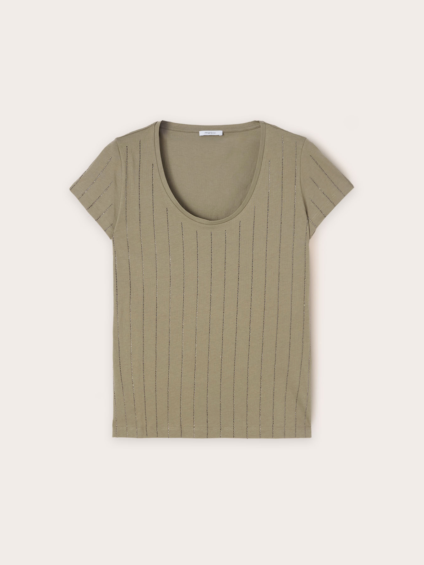 Camiseta de algod&oacute;n con rayas de pedrer&iacute;a image number 3