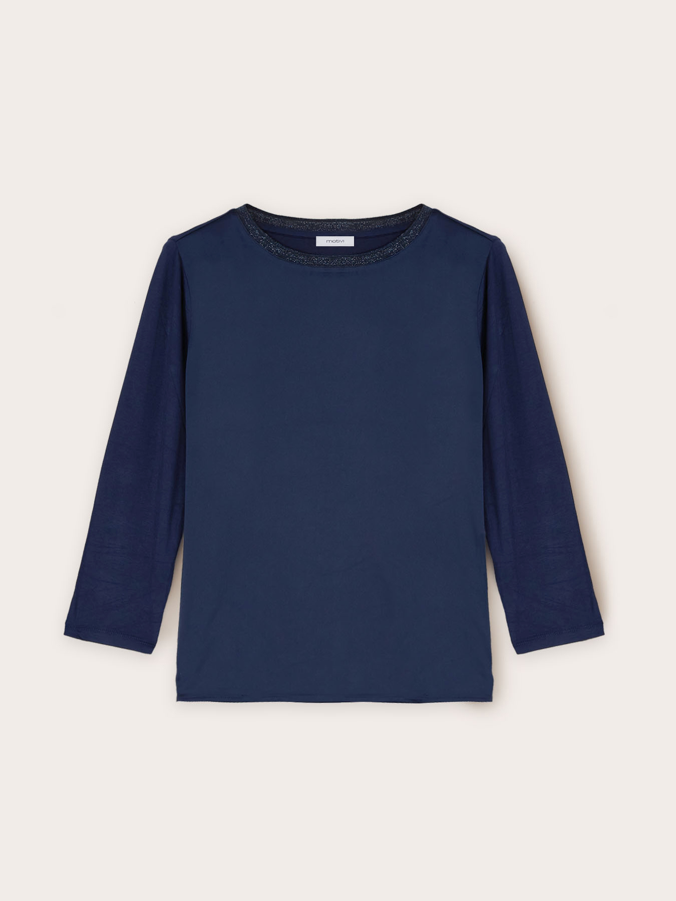 Tricou basic din două materiale image number 4