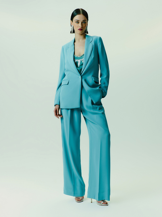 Palazzo-Hose Satin mit seitlichem Piping