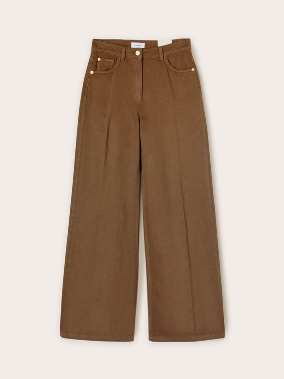 Wide cotton drill trousers