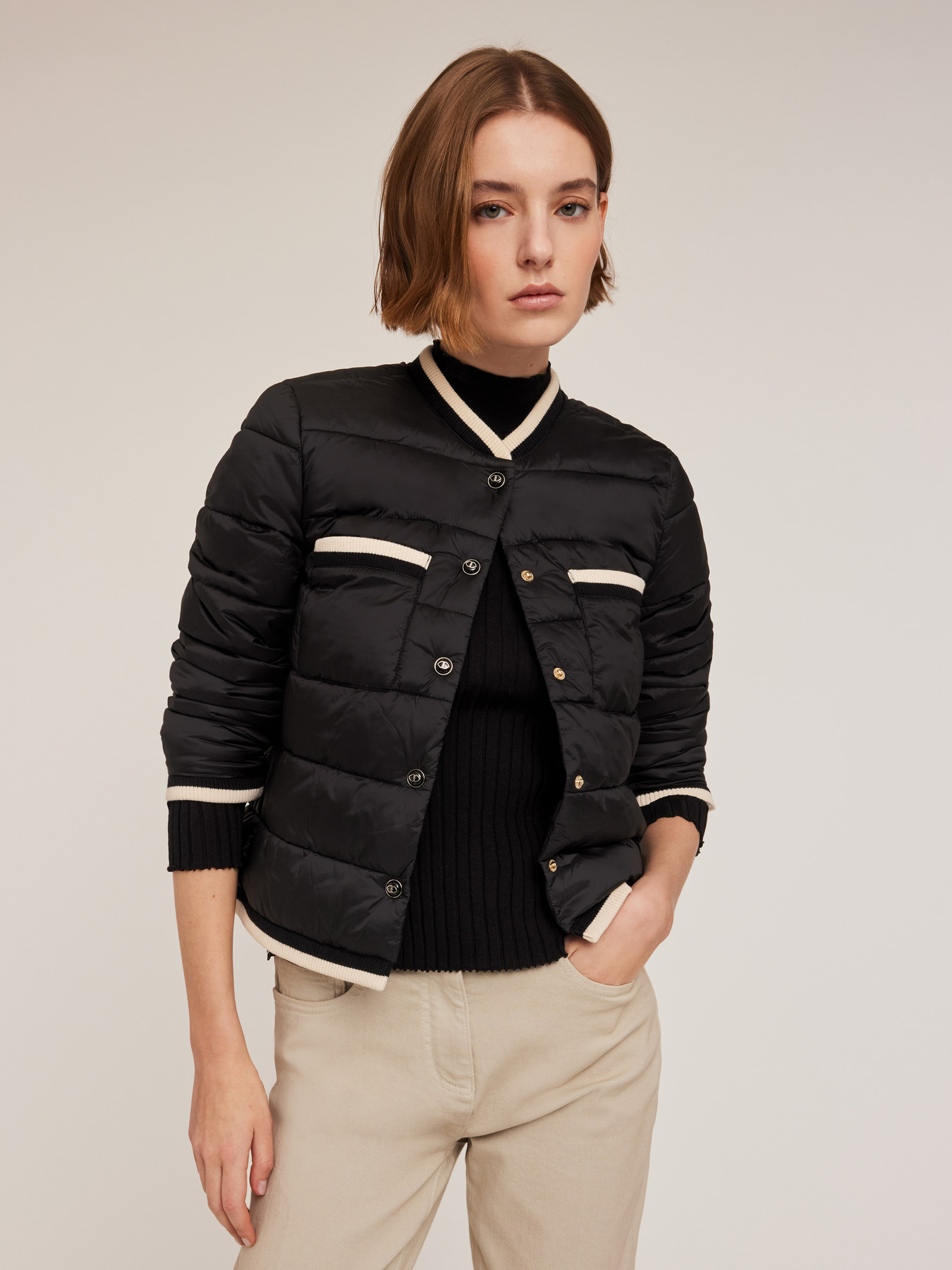 Down jacket with contrasting borders image number 0