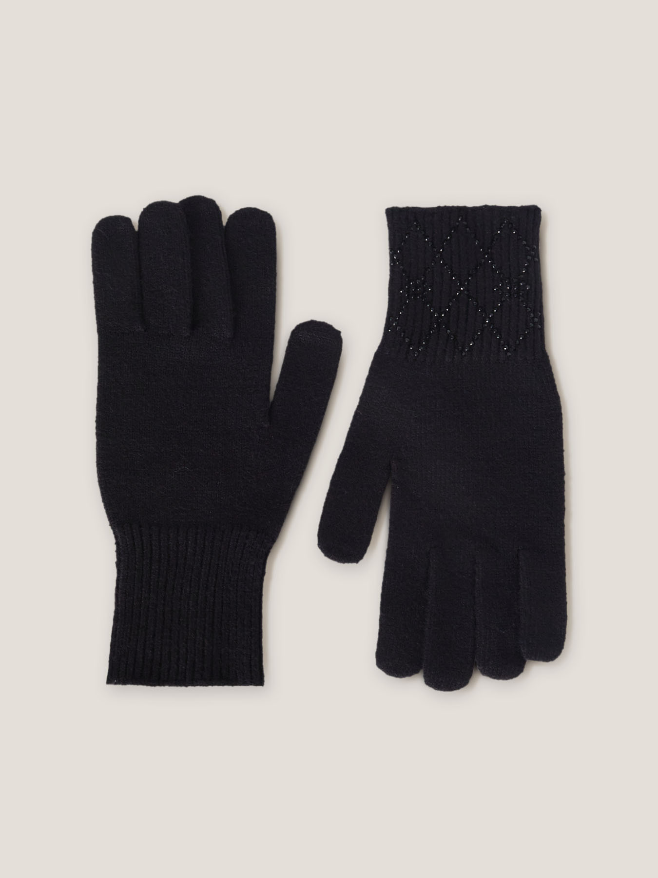 Handschuhe mit Mikro-Strass im Double Love Muster image number 1