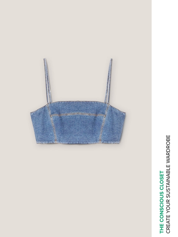 Top corto brassiere in denim