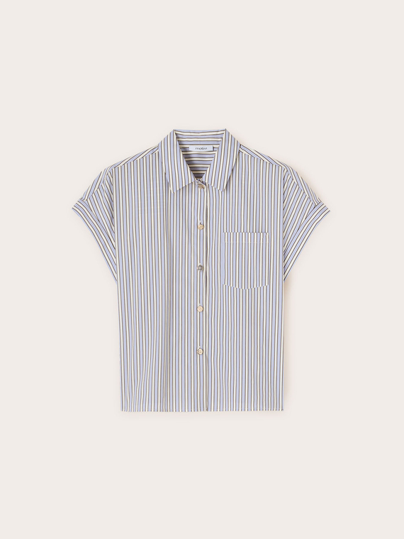 Striped cotton kimono shirt