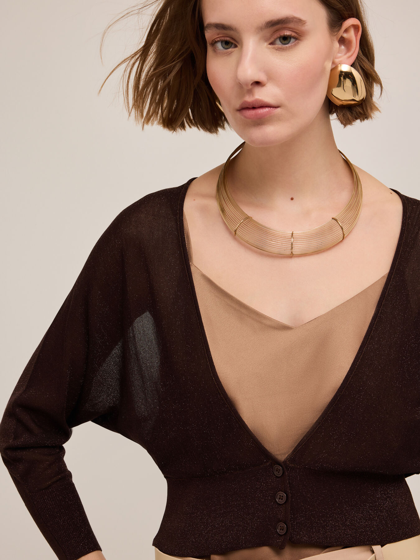 Cardigan in maglia fine lurex image number 3