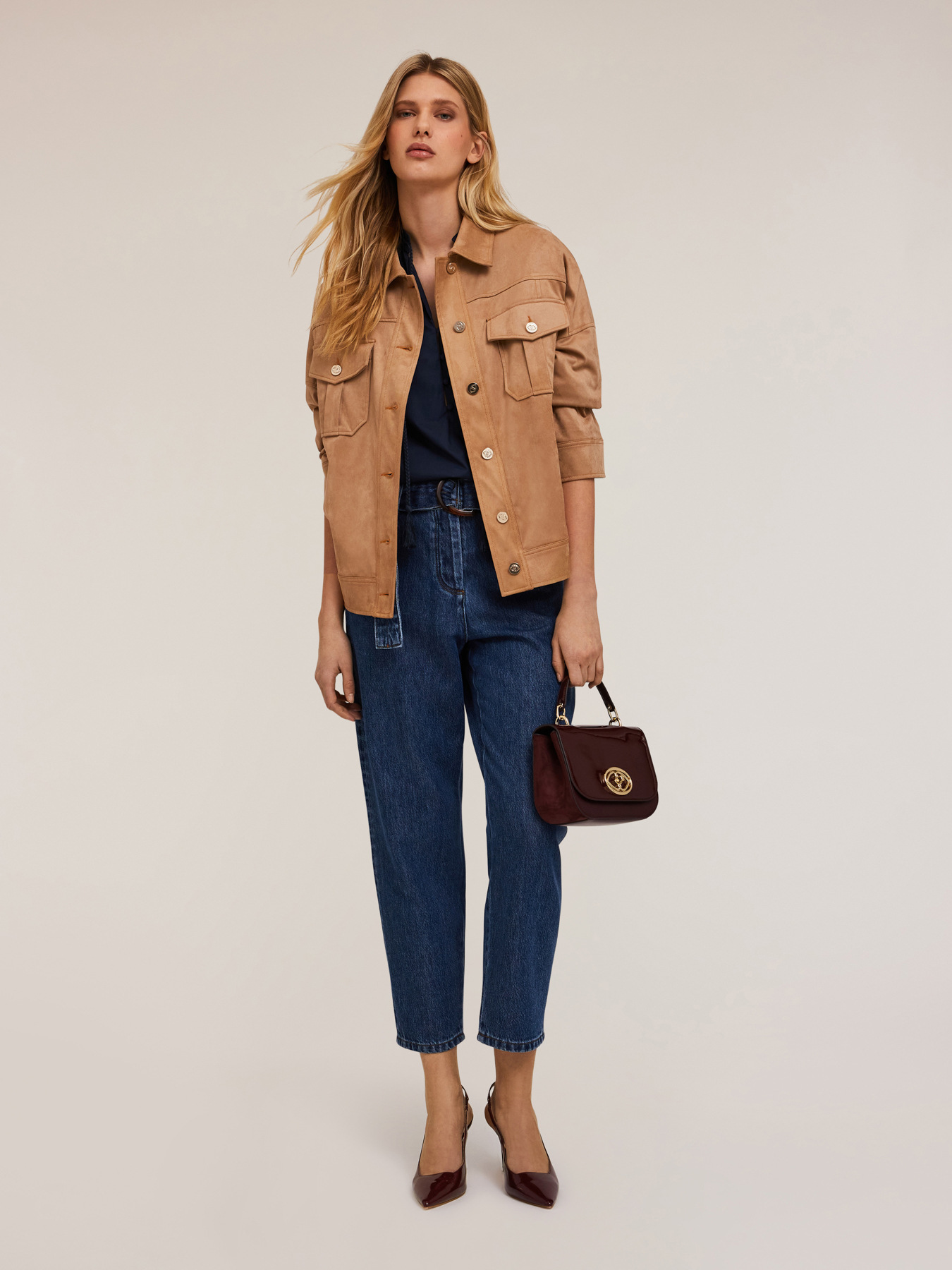 Jeans balloon fit con cintura misto lyocell image number 0