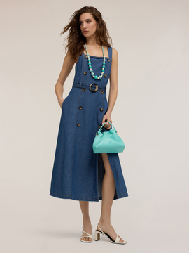 Robe avec boutons en denim m&eacute;lang&eacute; lyocell