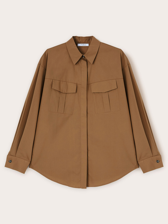 Camicia sahariana in popeline