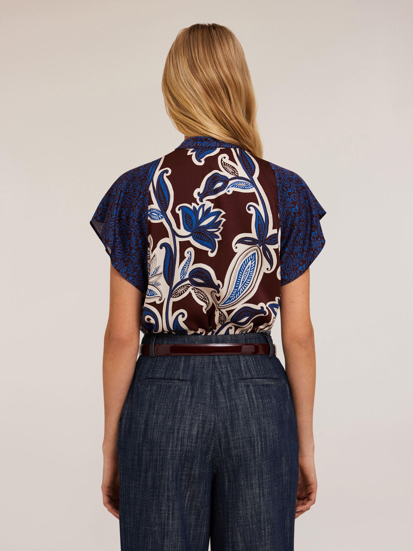 Blusa in viscosa fantasia foulard image number 1