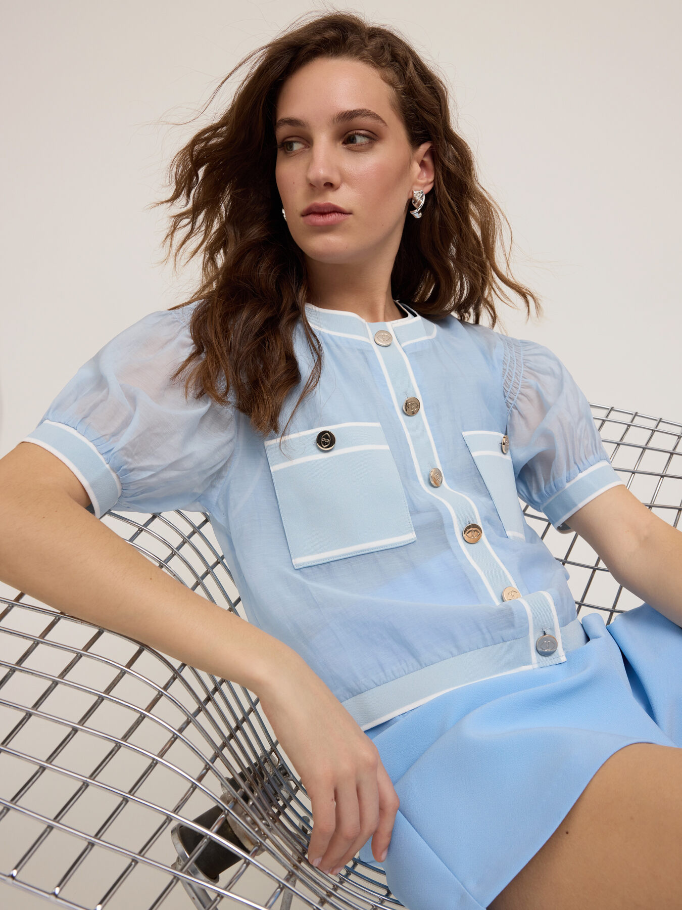 Hemdbluse aus Lyocell-Mischung mit Rippenb&uuml;ndchen image number 3