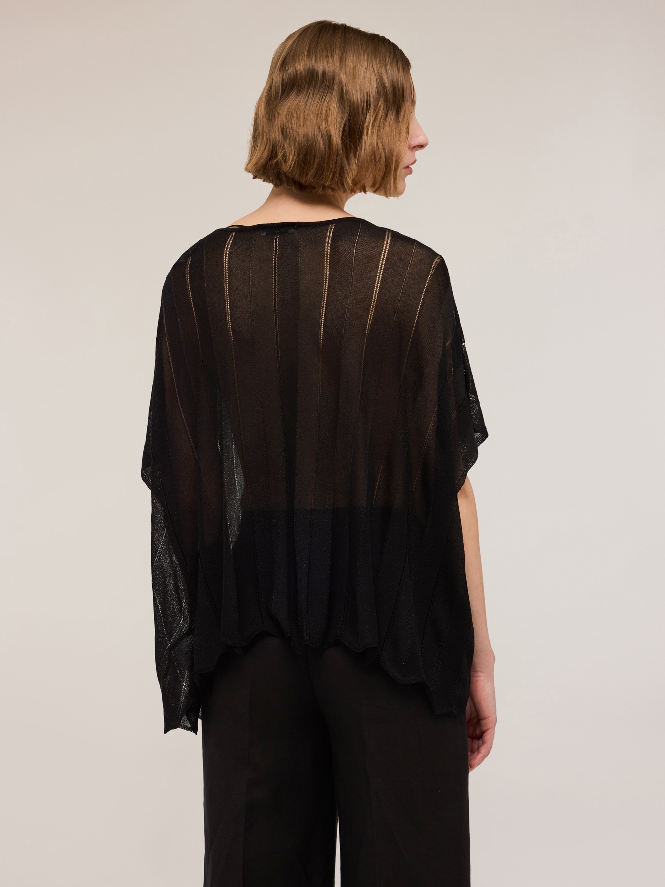 Lurex knit poncho image number 1