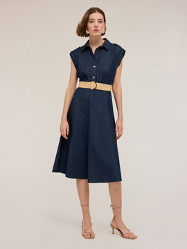 Robe chemisier en lyocell m&eacute;lang&eacute;