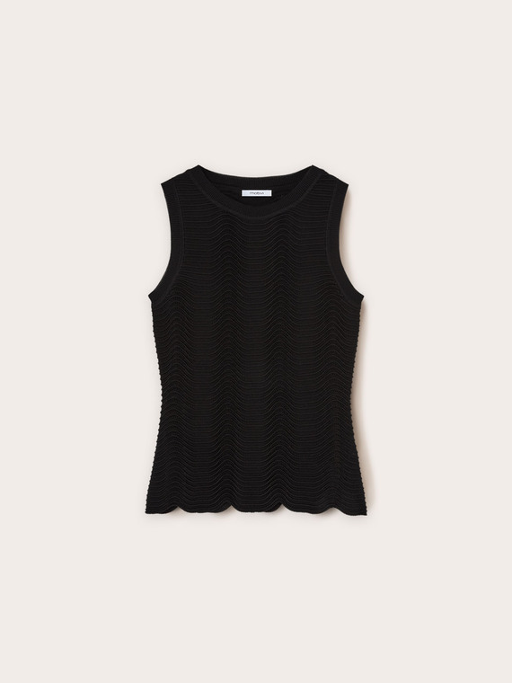 Top in maglia punto mosso