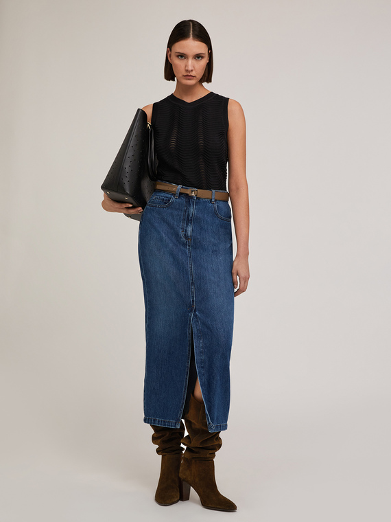 Top in maglia punto mosso