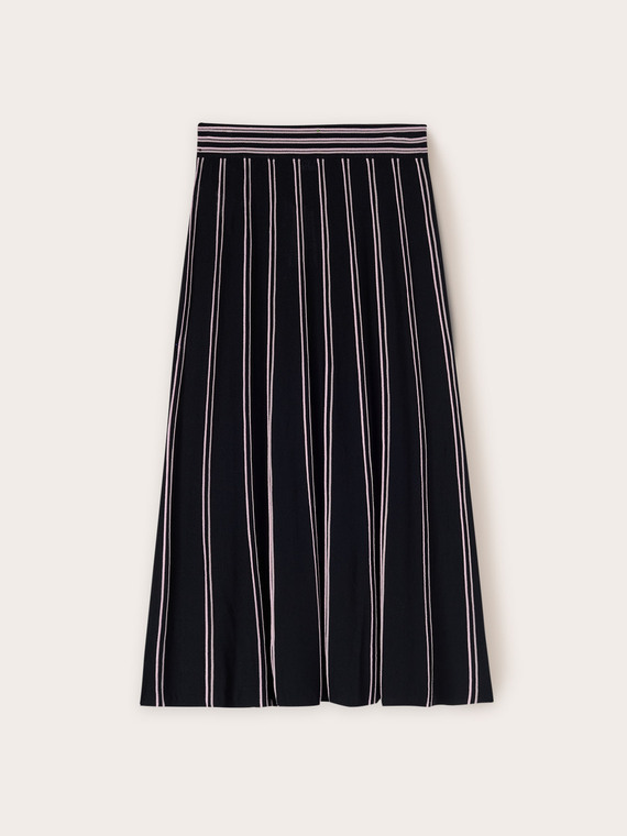 Falda a rayas de punto efecto plisado