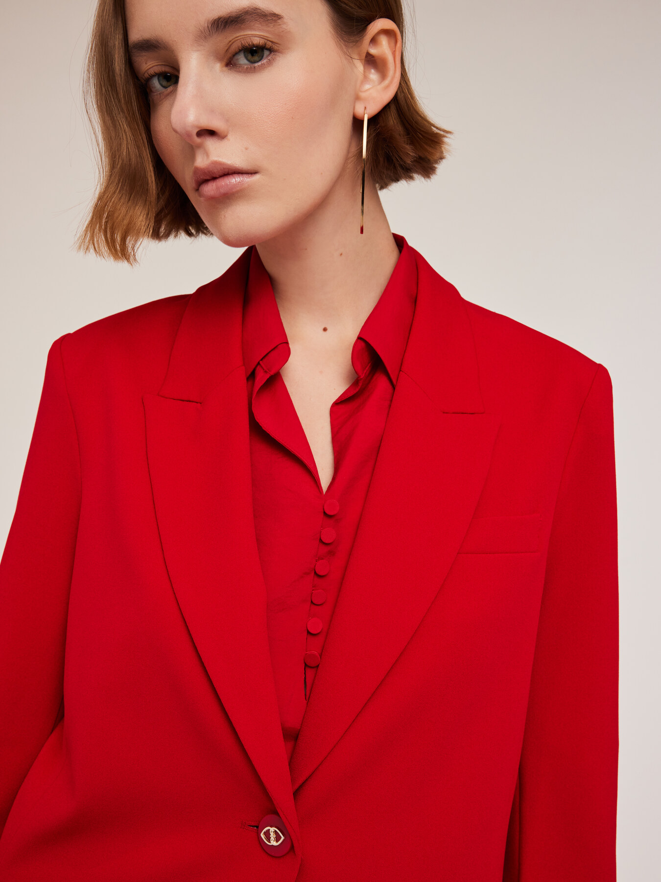 Single-breasted crepe fabric jacket image number 3