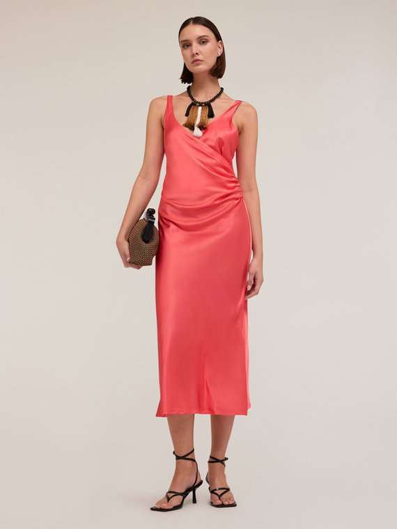 Vestito ad incrocio in raso stretch