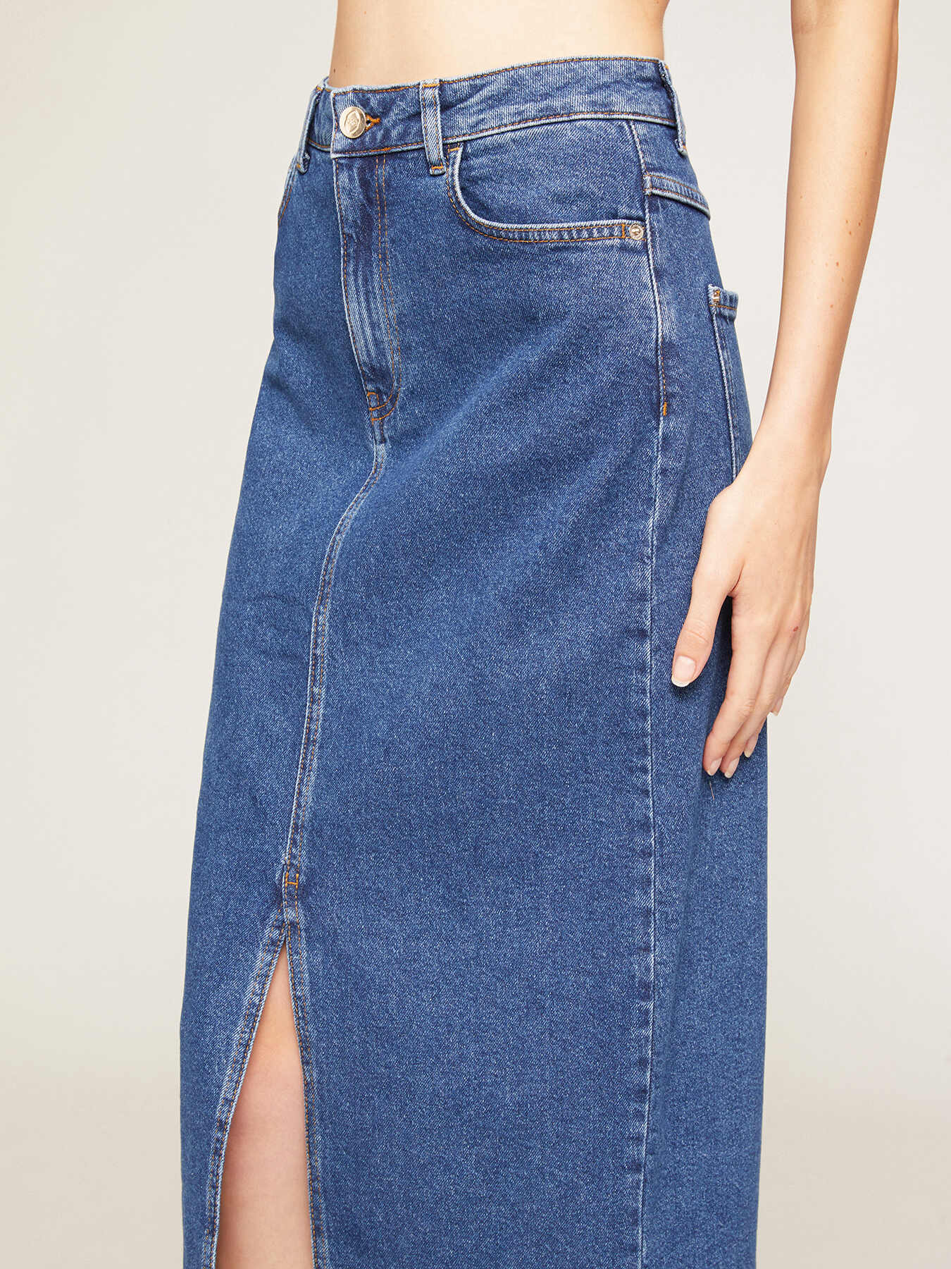 Jupe longue avec fente en denim image number 0