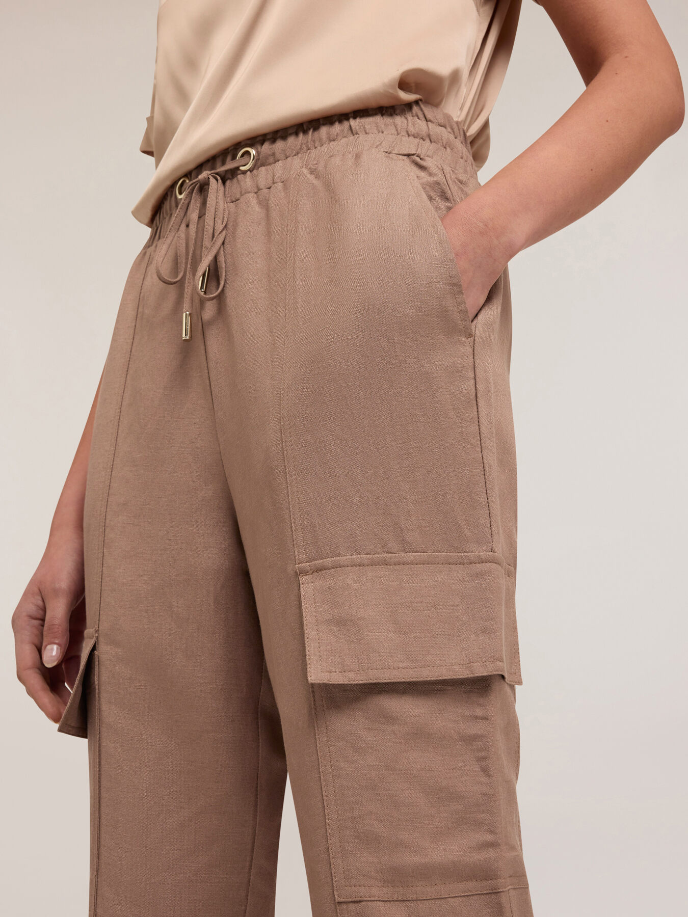 Linen-blend cargo joggers image number 3