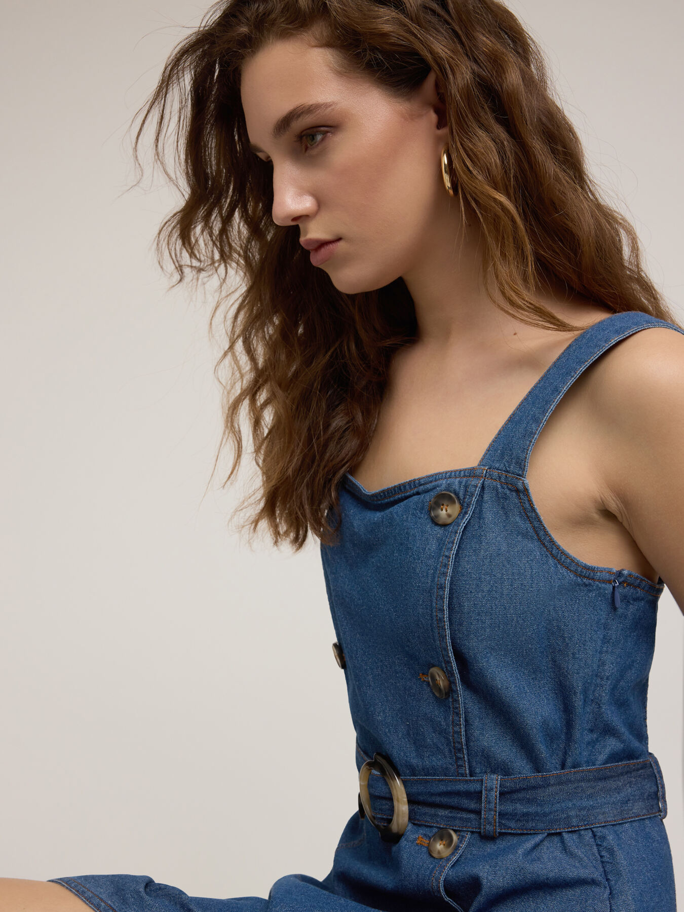 Vestito con bottoni in denim misto lyocell image number 3