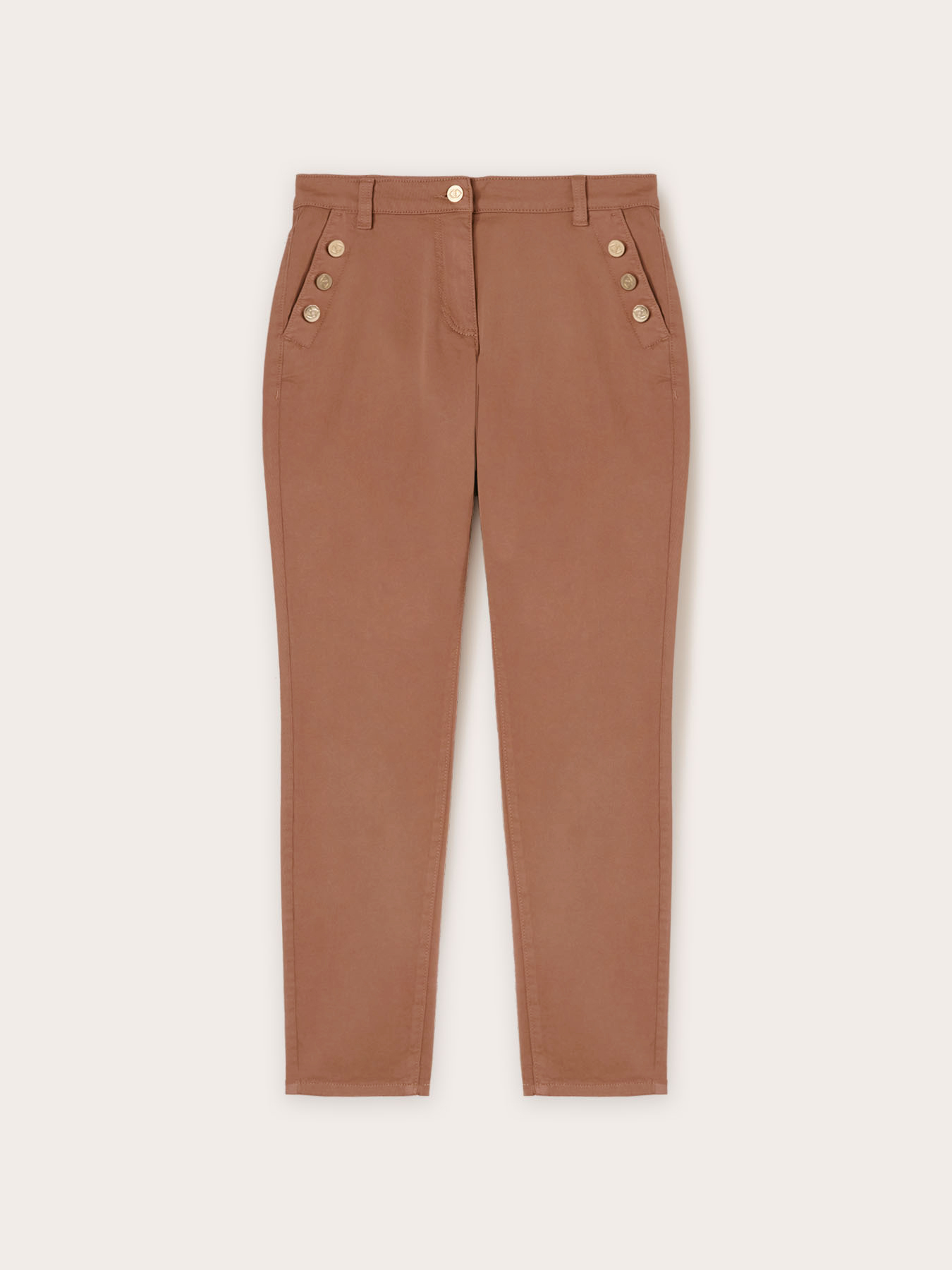 Pantalon regular avec des boutons m&eacute;talliques image number 4