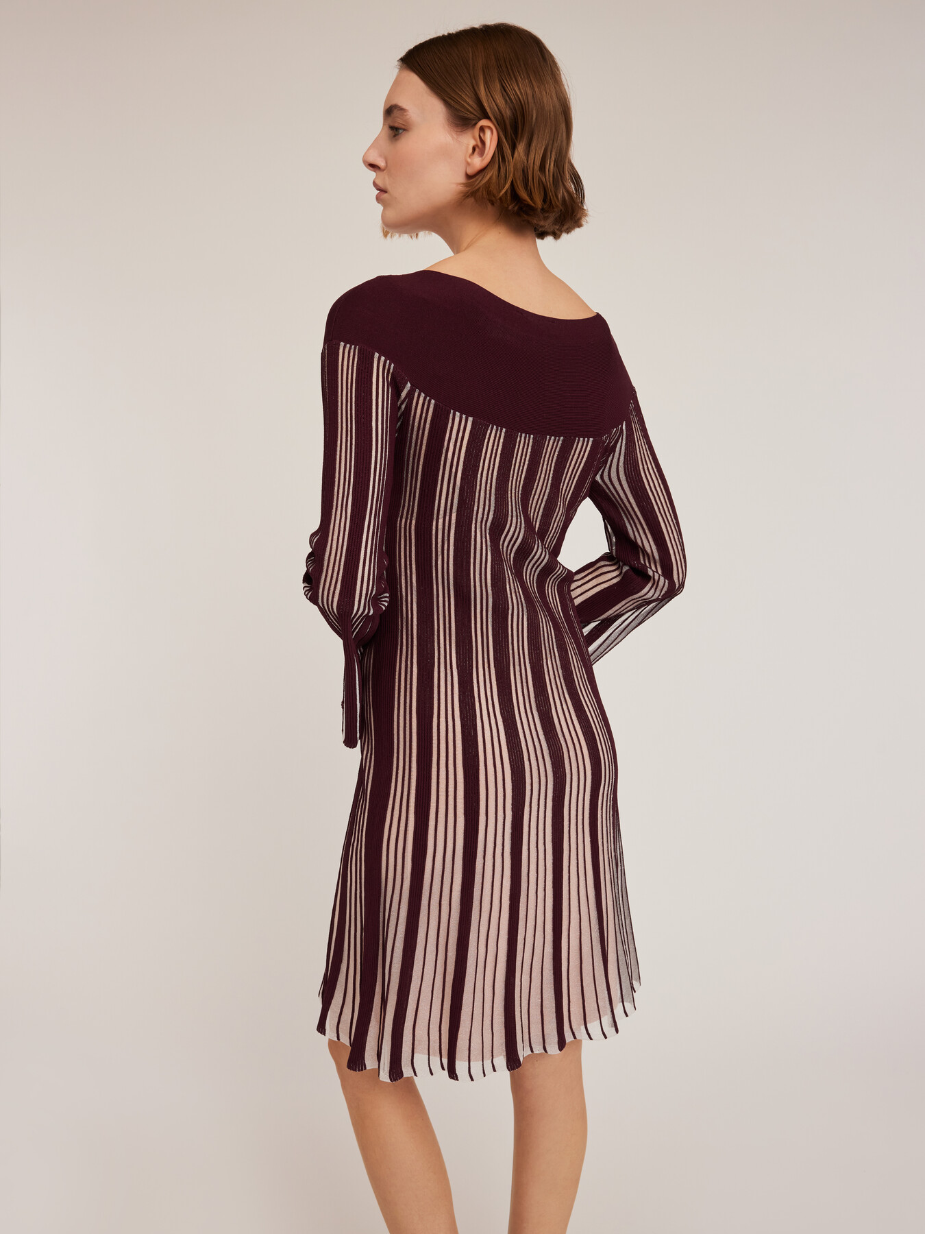 Pleated effect lurex knit striped dress image number 1