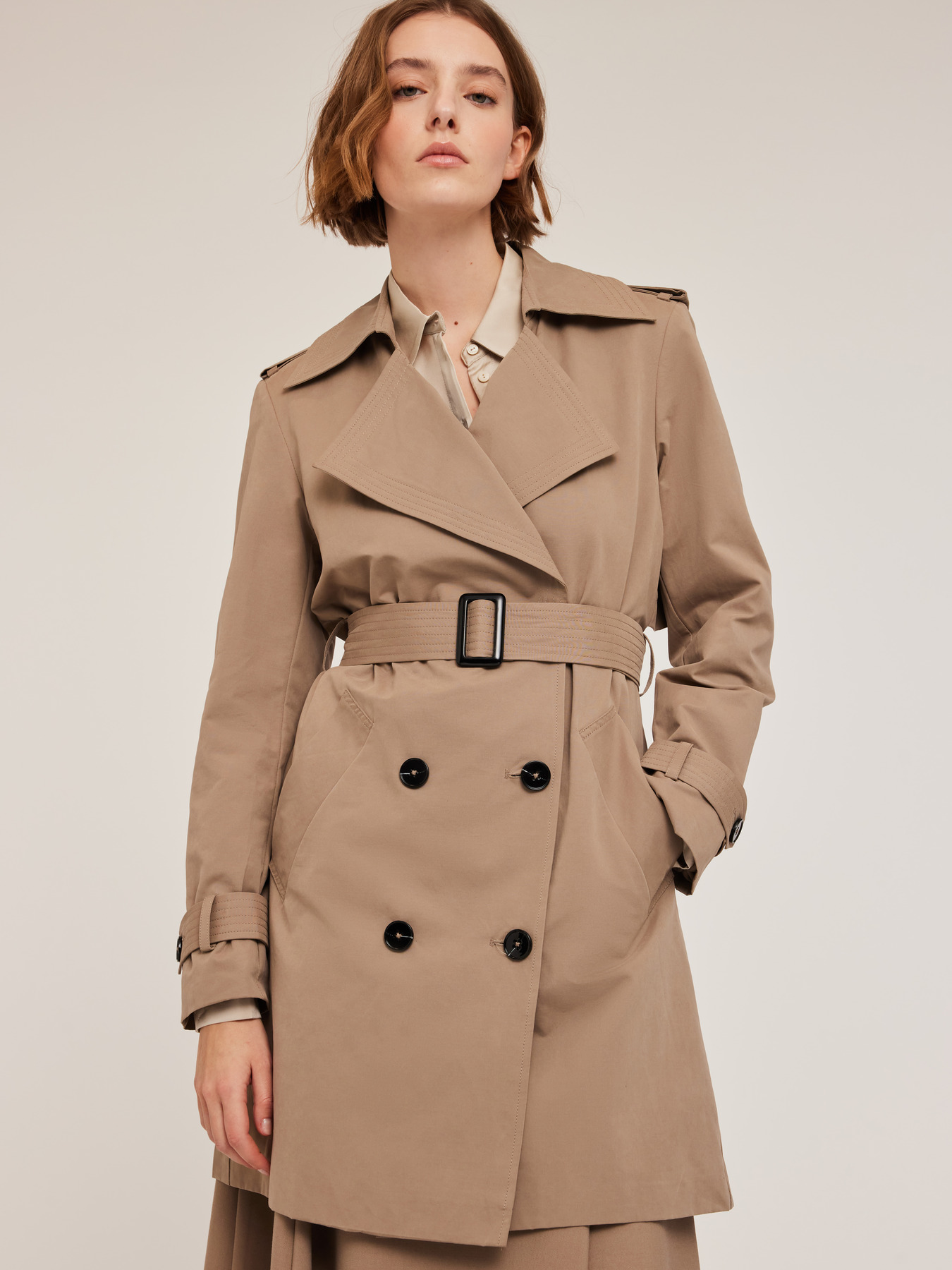Double-breasted technical fabric trench-coat image number 2