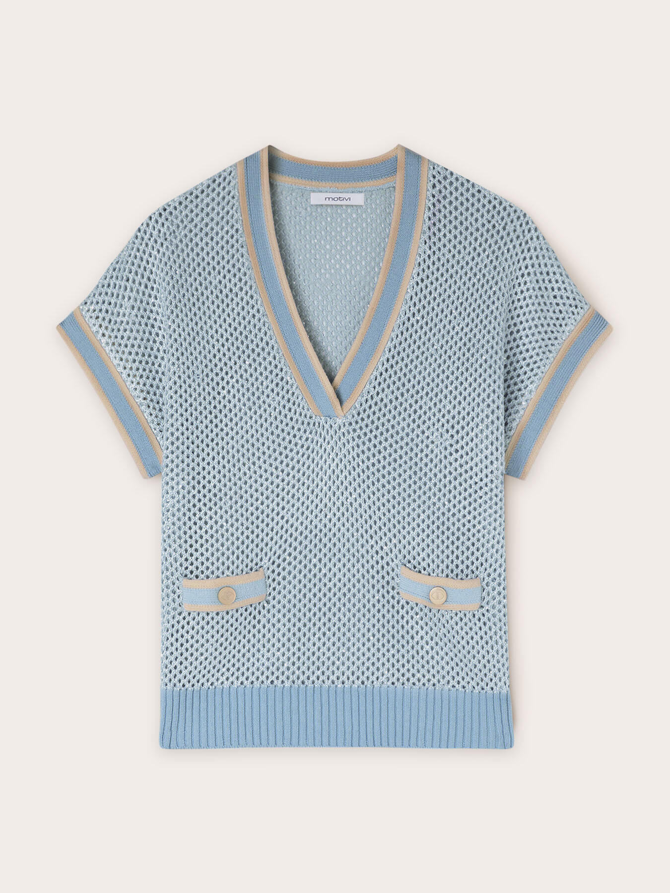 Openwork sweater with tiny sequins image number 4