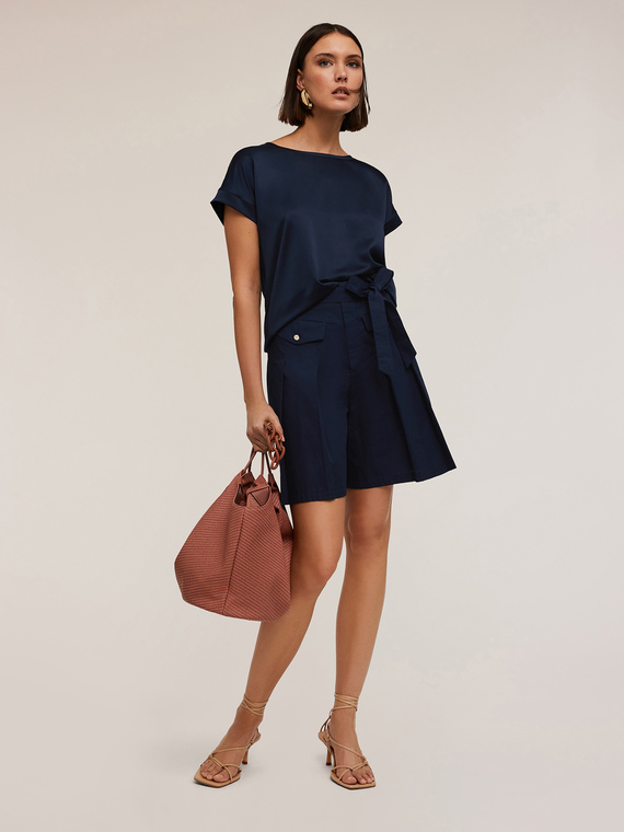 Shorts a vita alta con pieghe