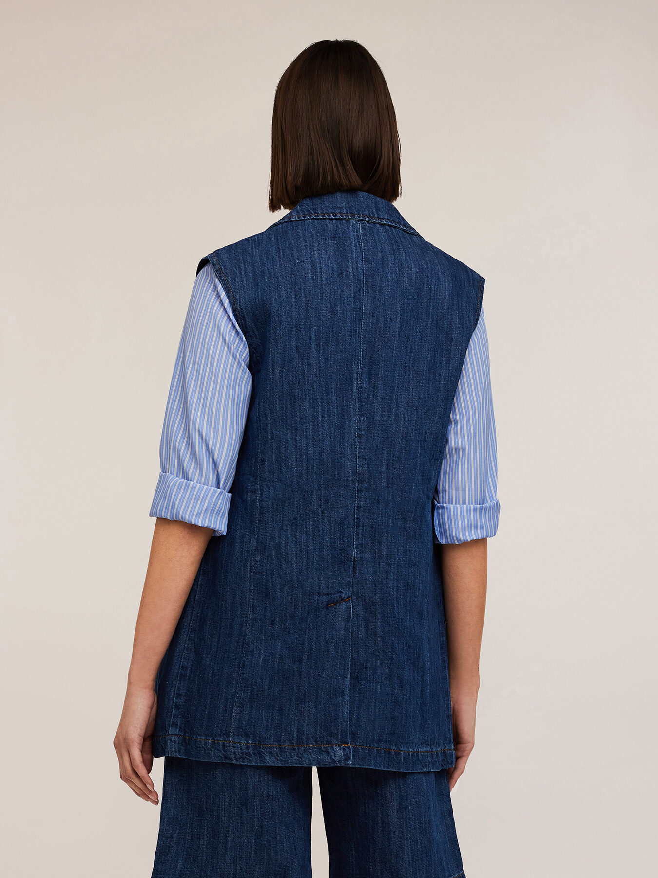 Gilet doppiopetto over in denim misto lino image number 1