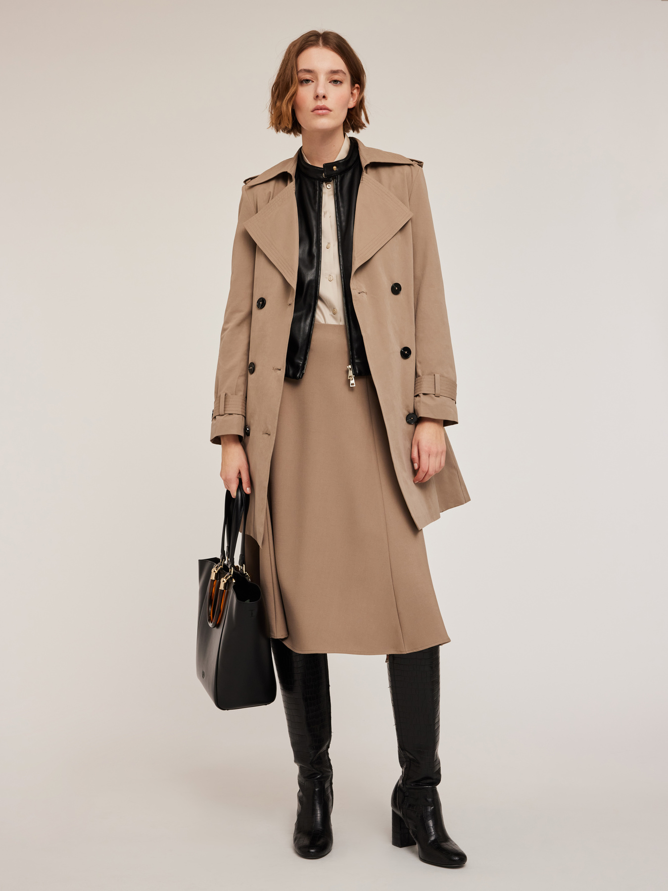 Double-breasted technical fabric trench-coat image number 0