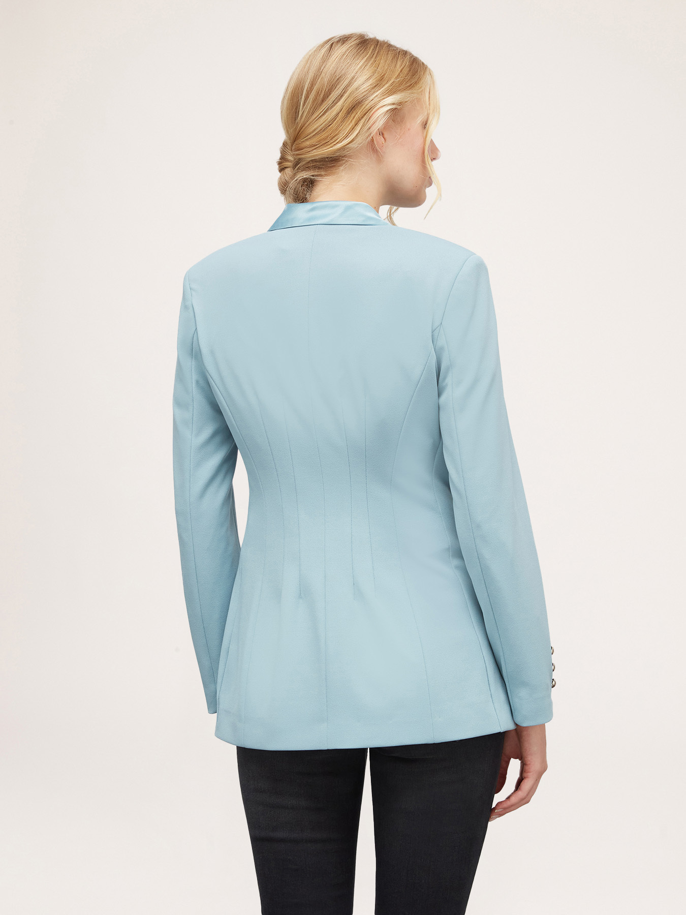 Jachetă la un singur r&acirc;nd de nasturi cu inserții din satin image number 1