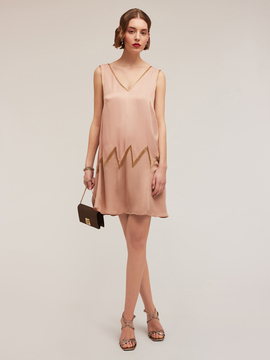 Robe brod&eacute;e en satin de viscose