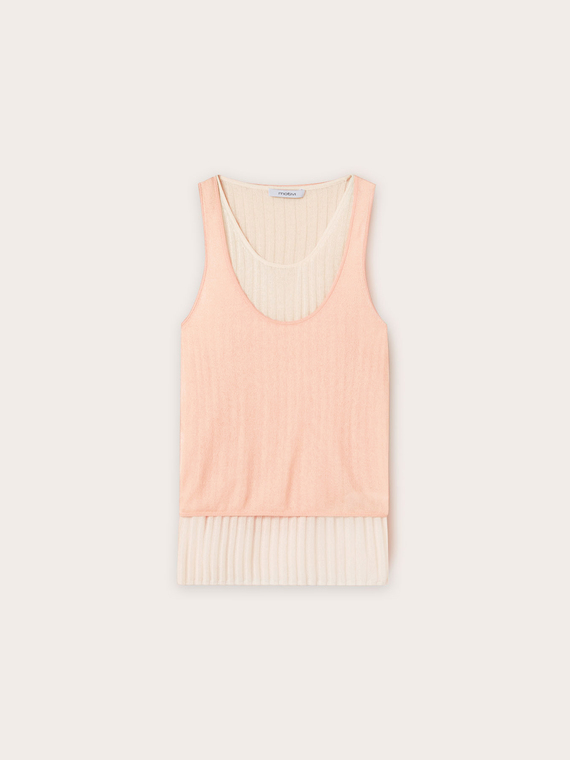 Jersey top with ribbed tank top