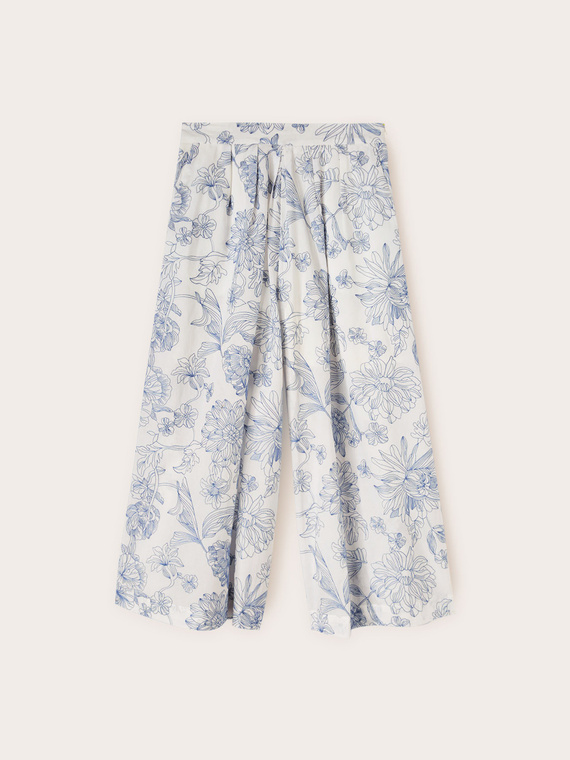 Cropped-Hose aus Baumwolle mit Blumenstickerei