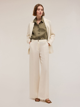 Pantaloni wide leg misto lino