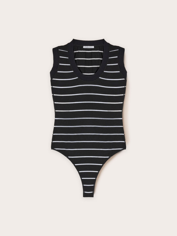 &Auml;rmelloser Body aus D&eacute;vor&eacute;-Jersey, gestreift
