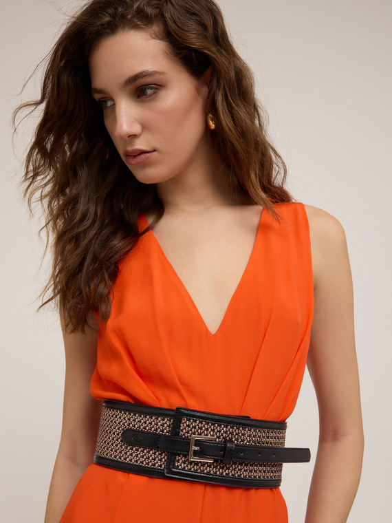 High woven armure cloth effect belt