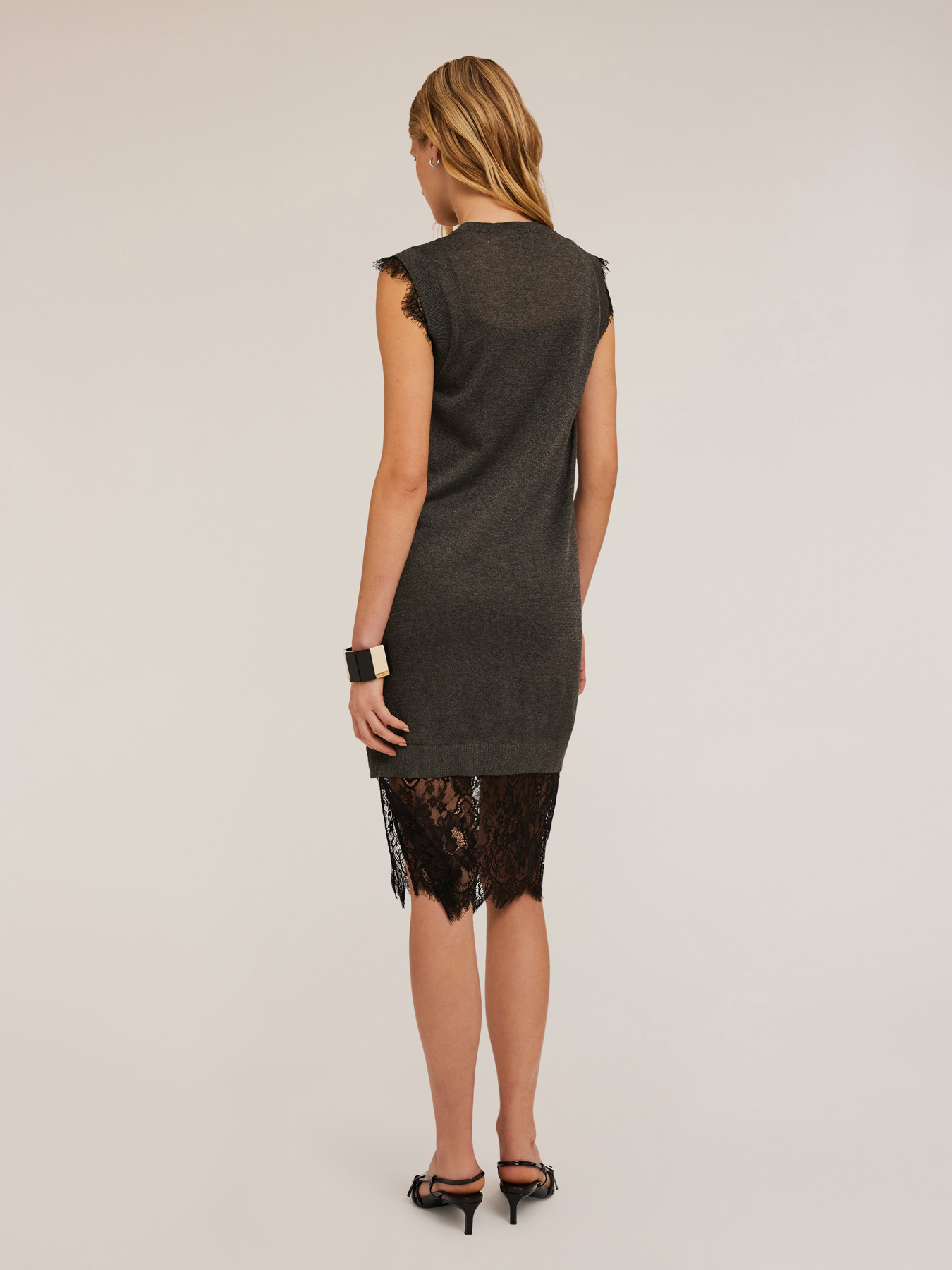 Knit dress with lace trims image number 1