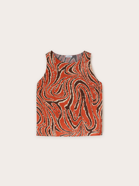 Top fluido stampato con spacco posteriore