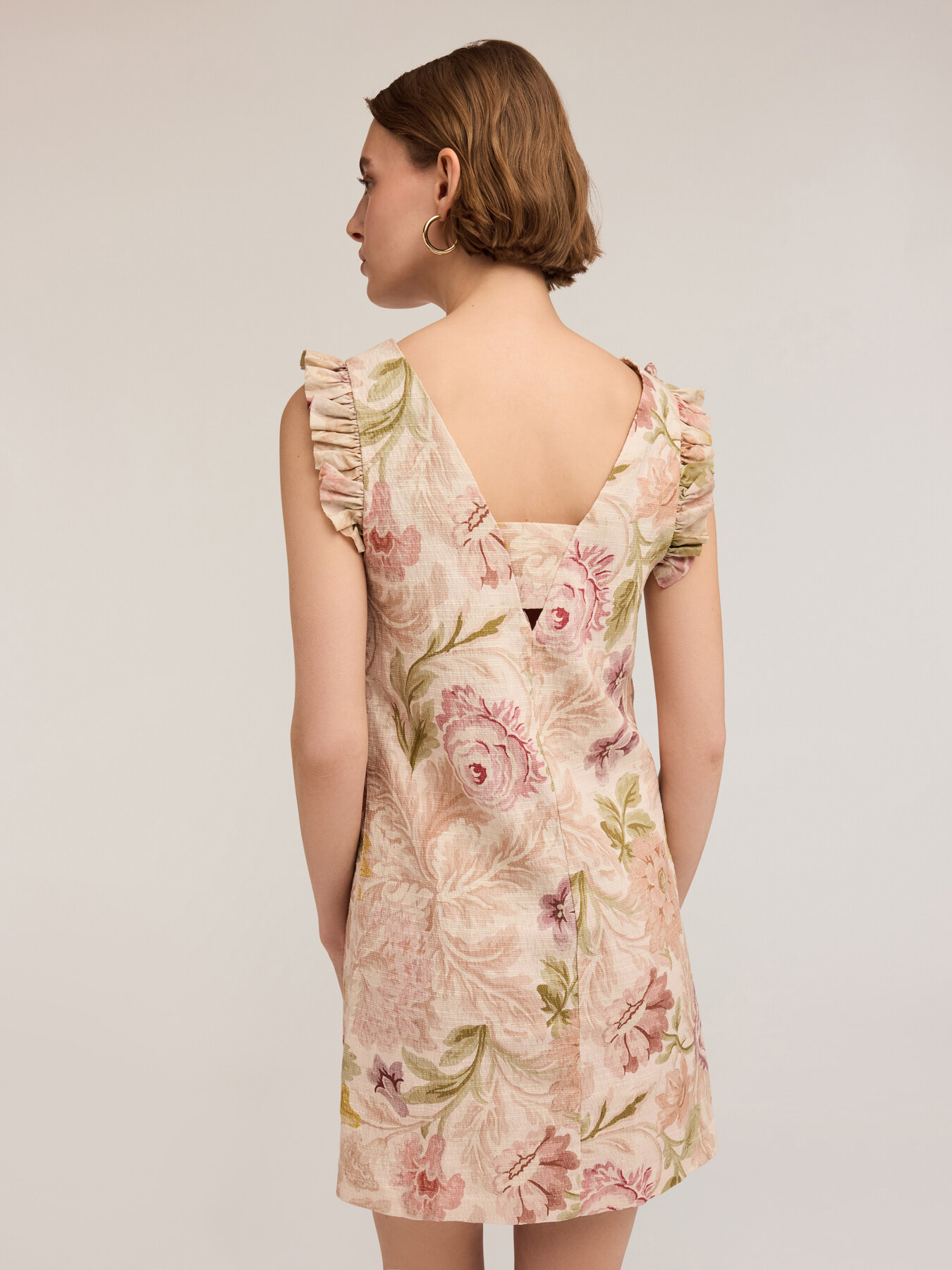 Minivestido con estampado floral efecto jacquard image number 2