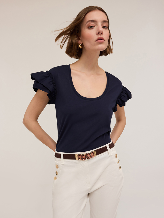 T-shirt con maniche volant