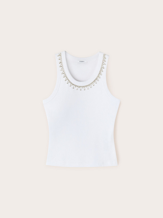 Tank top con frange crystal