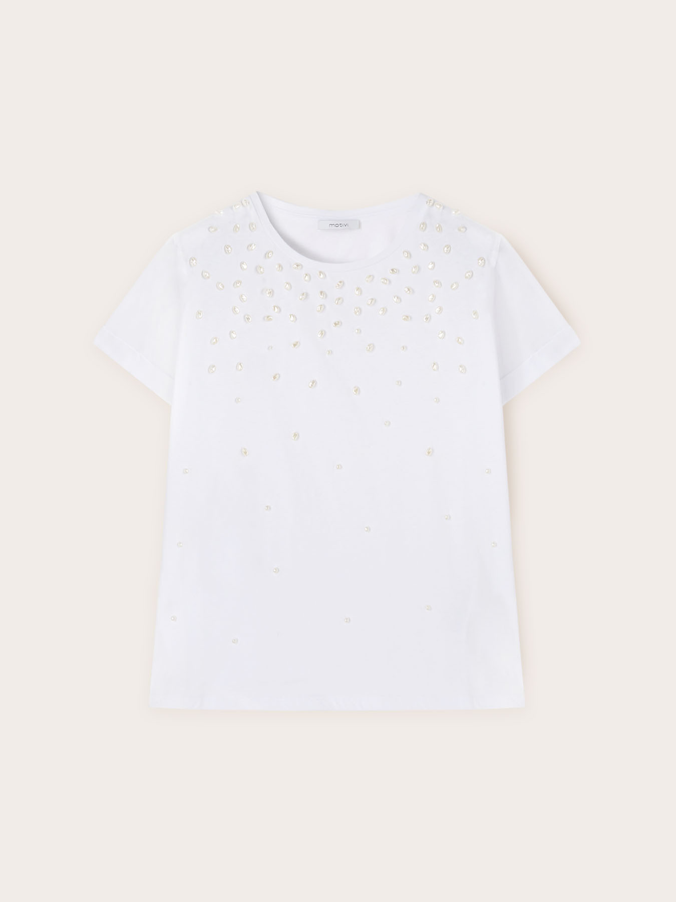 Camiseta con perlas bordadas image number 4